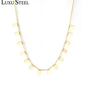 

LUXUSTEEL Stainless Steel Geometry Rectangle Necklace Colloars 2020 Gold Silver Color Women Girl Link Chains Necklace Party Gift