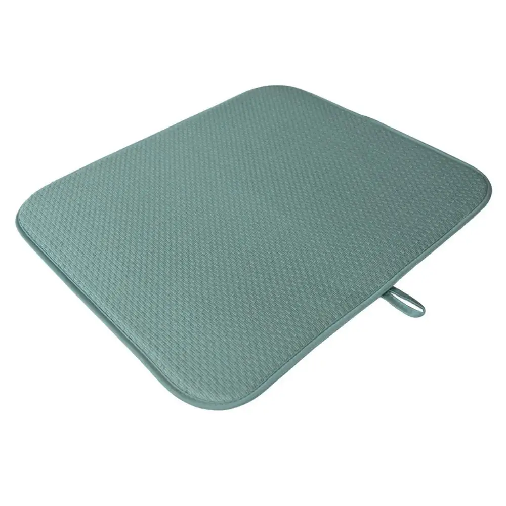 Super Absorbent Kitchen Waffle Weave Dish Drying Mat Countertop Mat Dish Draine Microfiber Cushion Pad XL 16inx18in Black