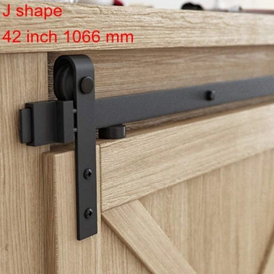J shape 42 inch Мини раздвижной сарай дверной комплект аппаратные средства подвесной рельс трек полный набор аксессуары кухня раздвижные двери аппаратные средства комплект для двойной двери - Цвет: J shape 42 inch