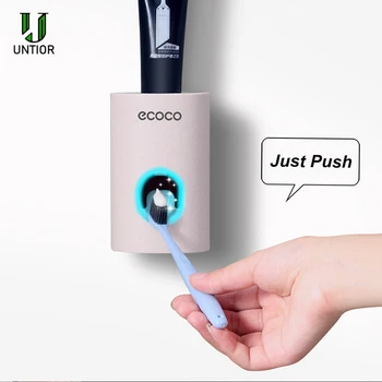 

UNTIOR Automatic Toothpaste Dispenser Dust-proof Toothbrush Holder Wall Mount Stand Bathroom Accessories Set Toothpaste Squeezer