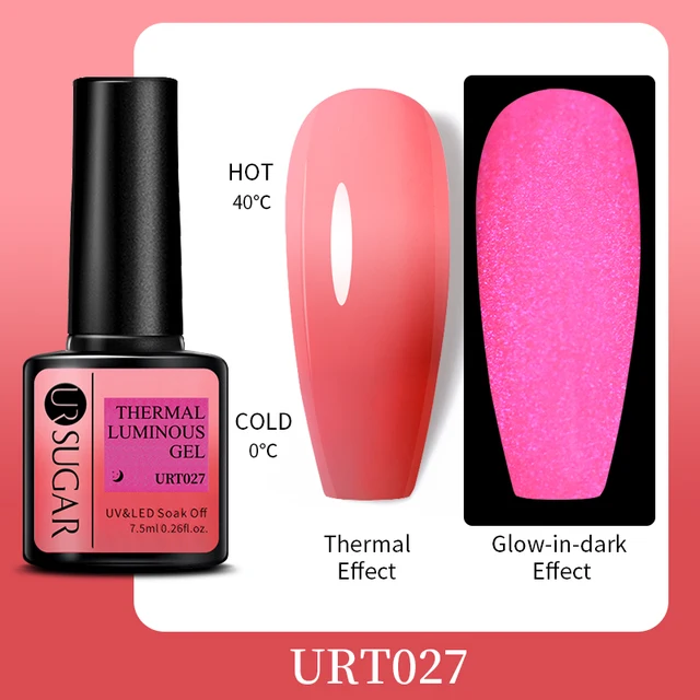 UR SUGAR 7.5ml Luminous Thermal Gel Nail Polish 2 In 1 Color Changing Glow in Dark Soak Off Manicuring UV Gel Nail Art Varnish URT027