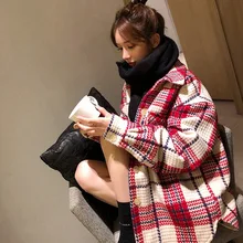 Новая женская мода небольшой аромат стиль сырой твид осенне-зимнее пальто Женская Корейская версия дикого свободного шерстяного пальто