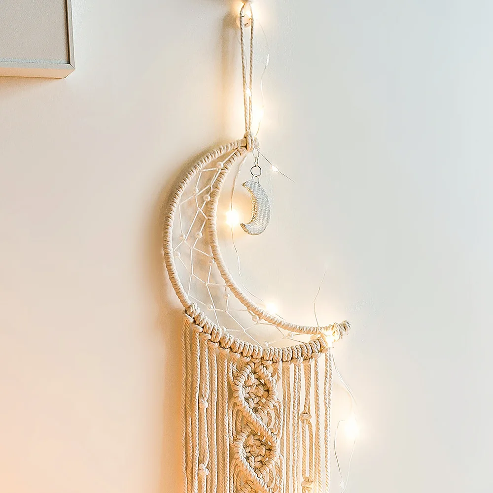 Moon Macrame Dream Catcher Wall Hanging for Kids Room