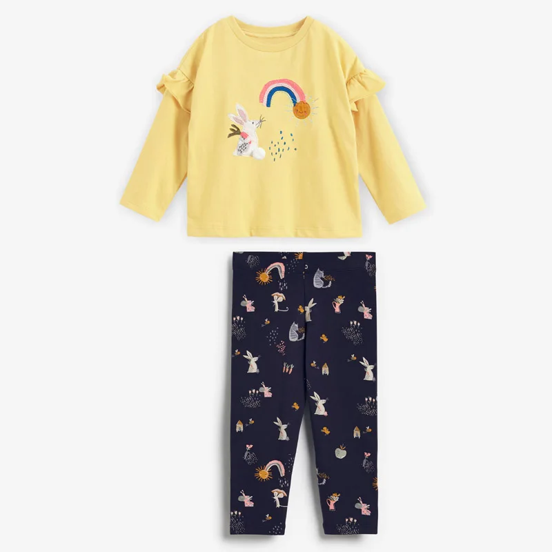 

Высококачественная хлопковая футболка, леггинсы, штаны, спортивный костюм для детей, повседневный комплект одежды для девочек, одежда для маленьких девочек, наряд, пижама