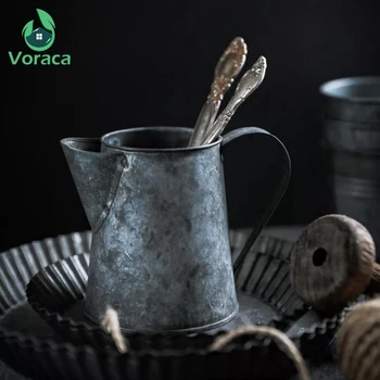 

Metal Retro Wrought Iron Handle Cup Vintage Iron Food Fruit Coffee Cup Kettle Flower Vase Bucket Home Decor Photography Props