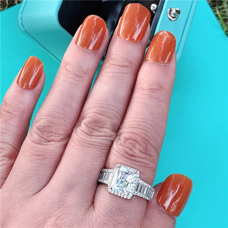 Choucong Lovers Promise Ring 925 пробы Серебряный квадрат AAAAA cz обручальное кольцо кольца для мужчин и женщин вечерние ювелирные изделия подарок