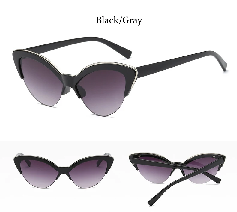 cute sunglasses vintage White Cat Eye Sun Glasses For Women Vintage New Fashion Small Half Frame Eyewear Trending Travel Sexy Woman Sunglasses big frame sunglasses