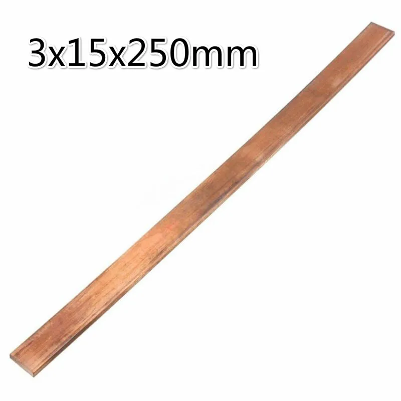 New 99.95% 3x15x250mm Pure Copper  Copper Strip Red Copper Pad Copper Foil Copper Plate Bar DIY CNC Material 1pcs