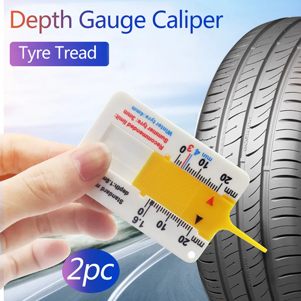 White/&Yellow Measure Tool Tyre Tread Depth Gauge Tread Depth Meter for Car Trailer Motorcycle Caravan Trailer Wheel Car Accessories