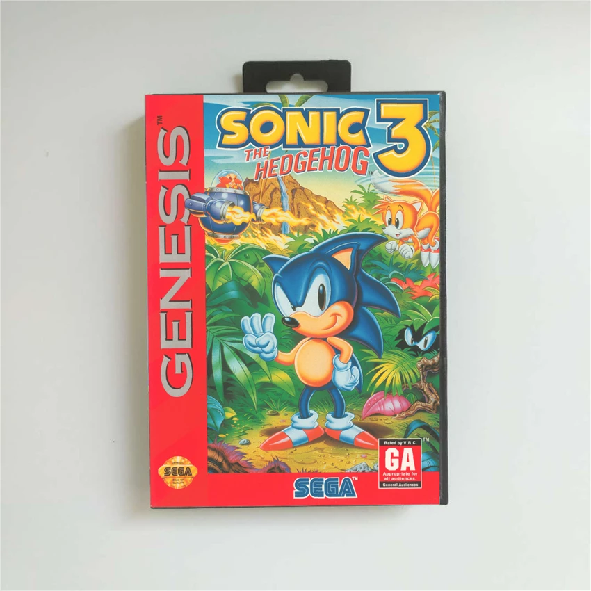 

Sonic the Hedgehog 3 - USA Cover With Retail Box 16 Bit MD Game Card for Sega Megadrive Genesis Video Game Console