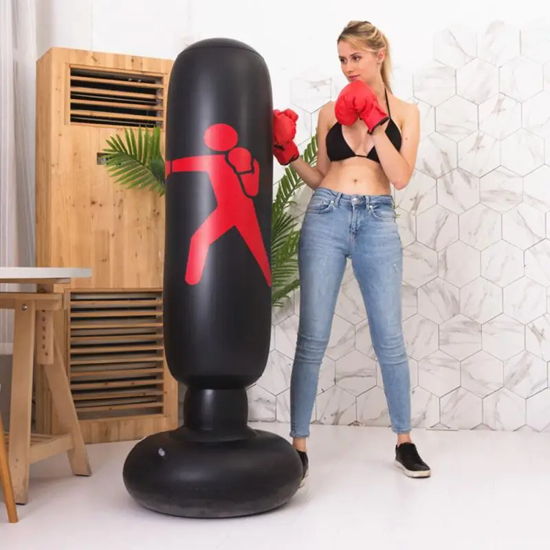 160cm Boxing Punching Bag Inflatable Free-Stand Tumbler Muay Thai Training Pressure Relief Back Sandbag with Air Pump New 7 | Спорт и