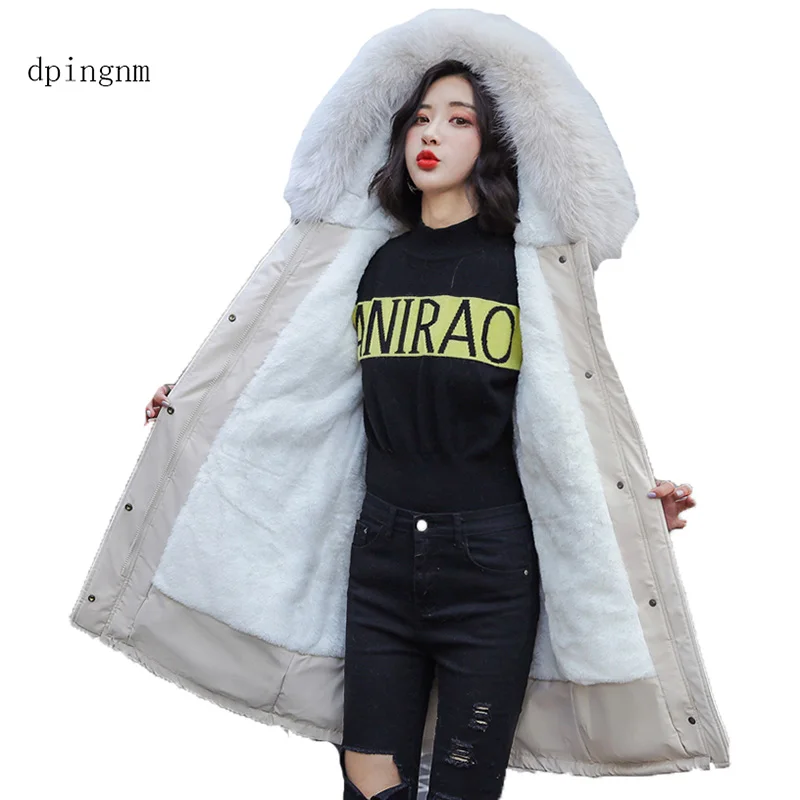 

raccoon fur collar Fur Coat winter jacket Long Women raccoon fur liner hooded parkas