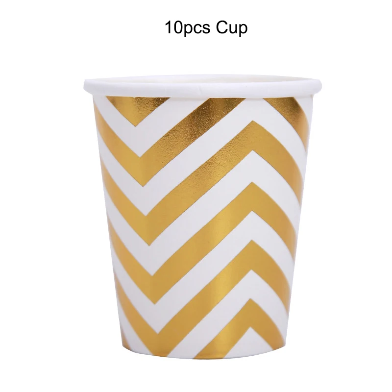 Gold/Silver Birthday Party Disposable Tableware disposable Wedding decoration plate cup baby shower decoration kids - Цвет: 10pcs cup