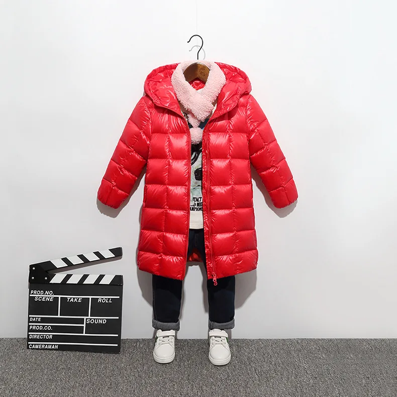 Girl Clothing Long Down Clothes Winter Boys Down Jacket Kids Warm Light Hooded Coats Teen Outerwear Parka Coat