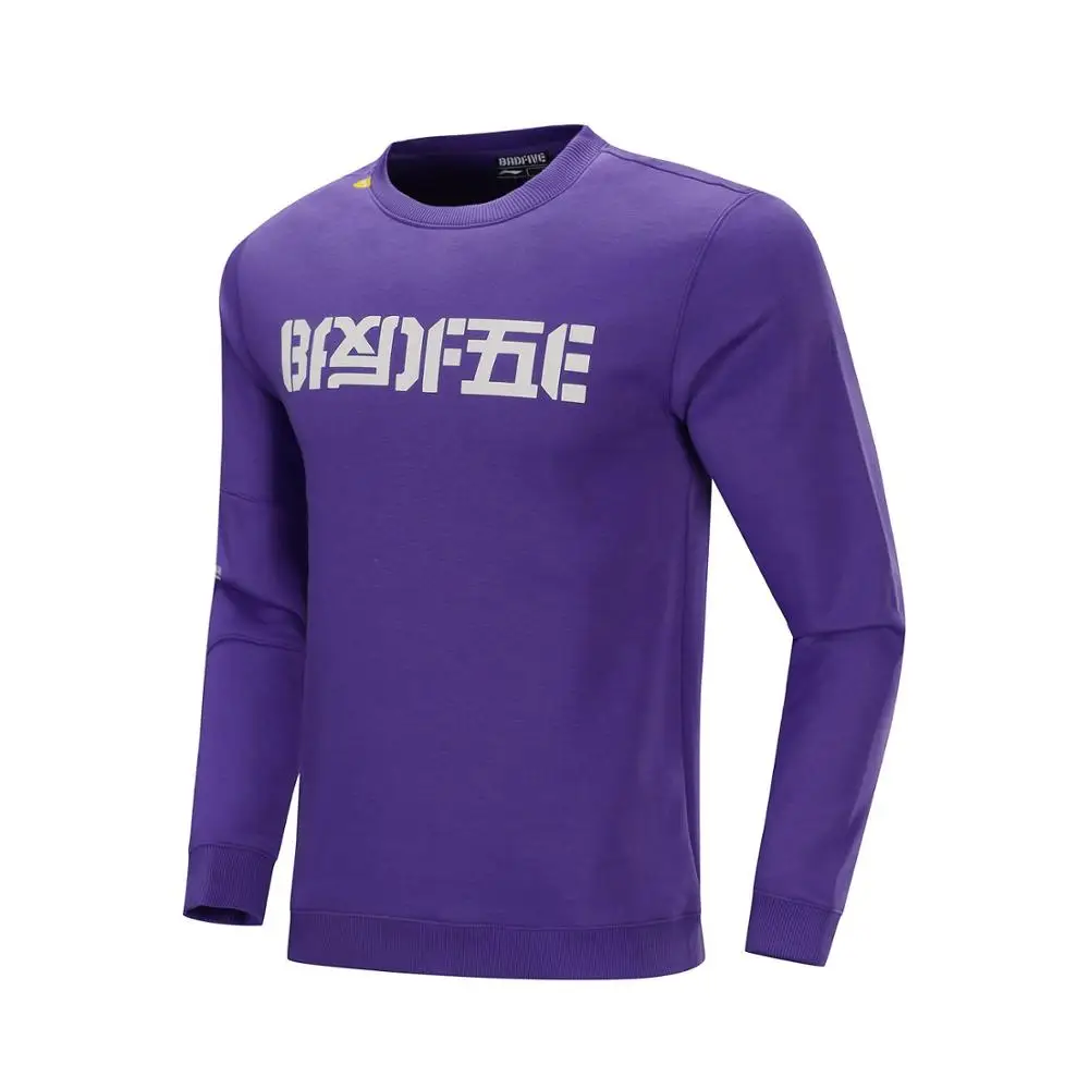 Li-Ning Мужская баскетбольная Толстовка BAD FIVE, теплая, флисовая, Стандартная посадка, 65% полиэстер, 35% хлопок, подкладка, спортивный свитер AWDP581 MWW1630