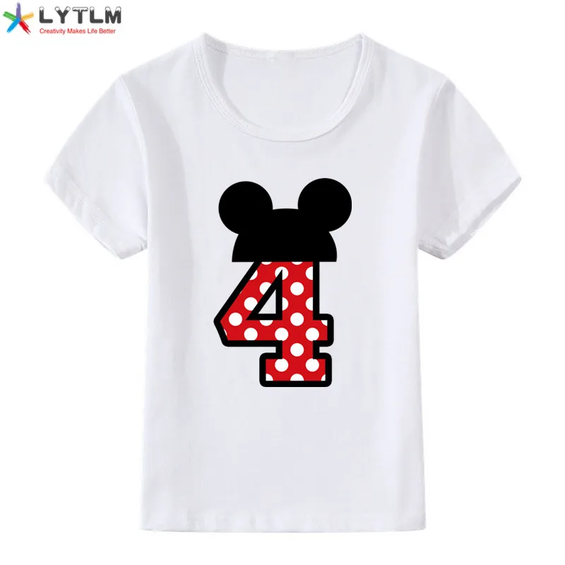 LYTLM футболка с Микки-Маусом и цифрой 1-5 для дня рождения Футболка для мальчиков брендовые Детские топы для девочек, футболки для мальчиков на осень, Anniversaire Enfant - Цвет: DX White