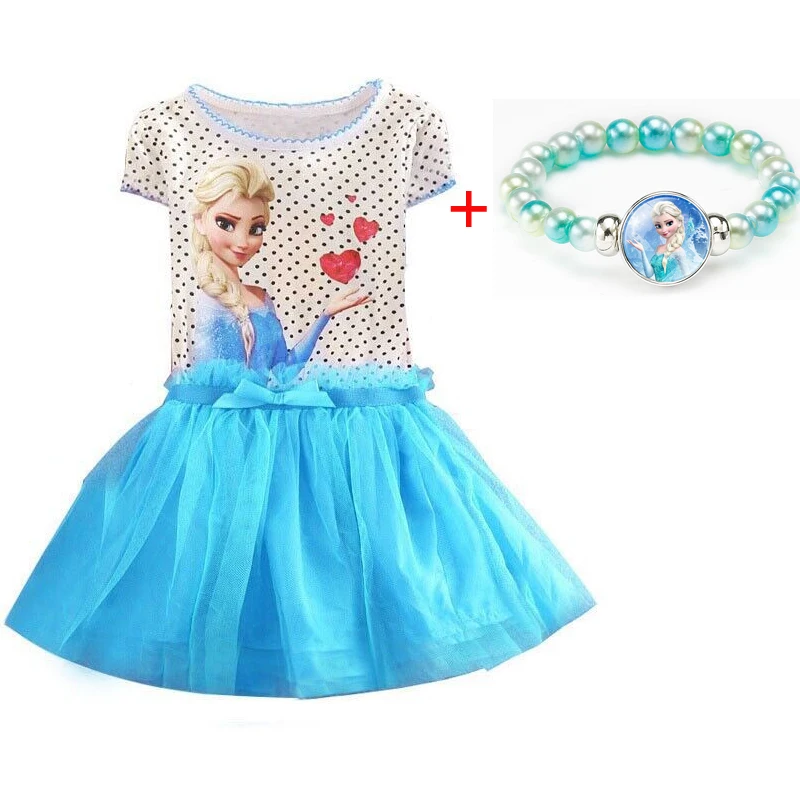 dress set H Летнее платье для маленьких девочек от 3 до 8 лет vestidos/платье принцессы Анны и Эльзы одежда для детей, праздничный костюм на день рождения - Цвет: dress set H