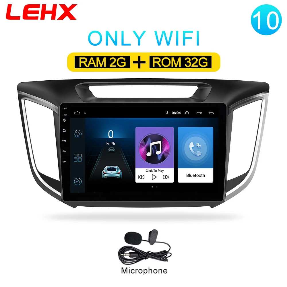 LEHX Android 8,1 ram 2 ГБ+ 32 ГБ 2 Din Автомобильный Радио Мультимедиа Видео плеер gps навигация для hyundai Creta ix25- с Dvr - Цвет: LE-IX25-32-MIC