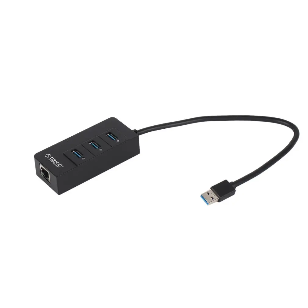 ORICO HR01-U3 3 порта супер скорость USB3.0 концентратор разветвитель с внешним RJ45 Gigabit Ethernet сетевой карты 5 Гбит/с черный для ноутбука
