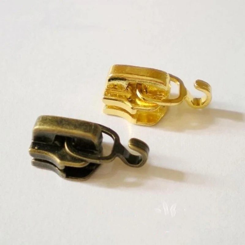 Съемник сумка Аксессуары 3#, 5# Металл нейлон смола молния ремонт украшения Diy бронза, светильник золотая молния голова с крюком S0219L