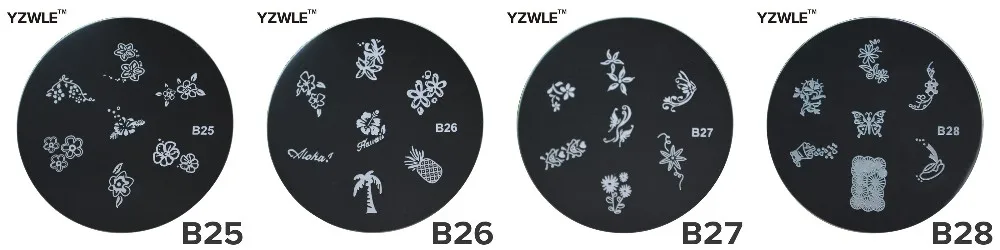 1 Sheet Stamping Nail Art Image Plate, 5.6cm Stainless Steel Template Polish Manicure Stencil Tools(YZWLE-04