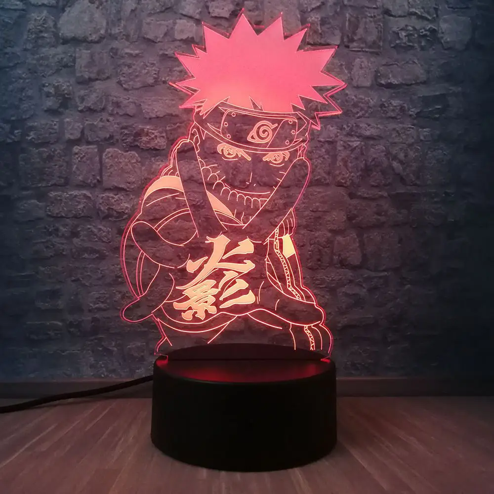 3 Новые ботинки в стиле аниме «Naruto как у героя мультфильма Саскэ бой моделирование светильник ing 3D визуальный USB настольная лампа домашний декор дружбы светодиодный ночной Светильник подросток, подарок на праздник - Испускаемый цвет: 3