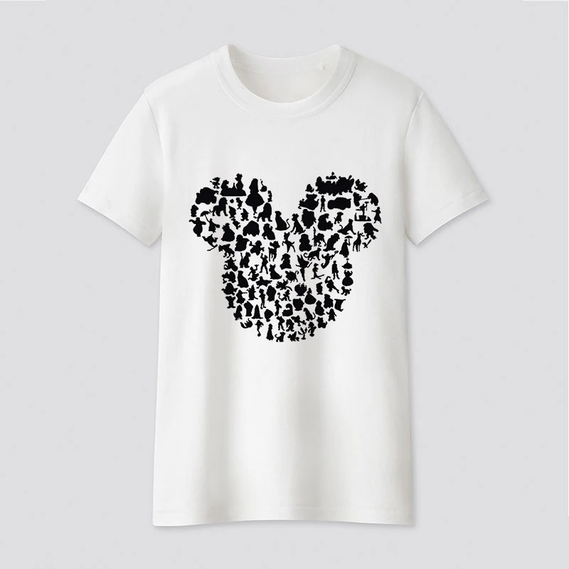 Graphic tees tops Cute Mickey Mouse silhouette tshirts women funny t shirt O-neck T-shirt Vintage Vogue Ullzang Mujer_T-Shirt