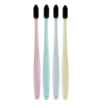

4 Pcs/set Portable Travel Toothbrush Bamboo Charcoal Toothbrush Tongue Cleaner for Kids and Adults Wheat Straw Handle Soft