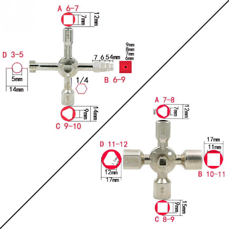 Многофункциональный 4 способа Универсальный треугольный ключ перекрестный переключатель ключ для лифта поезд счетчик воды клапан