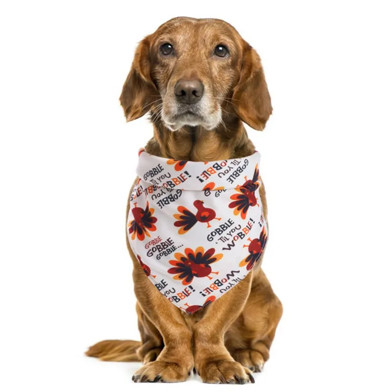 Fashion Thanksgiving Dog Bandana Cotton Scarf Bib Grooming Accessories Triangular Bandage Collar for Small Medium Large Pet