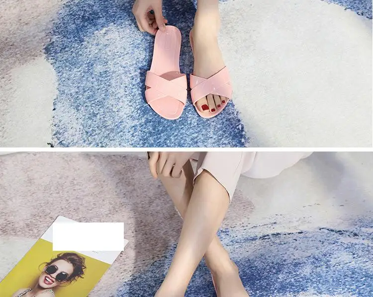 Size 36-41 Women's Sandals Slippers Summer Zapatos Mujer Flat Shoes Mules Clogs Female Peep Toe Soft Bottom Non-Slip Chaussures