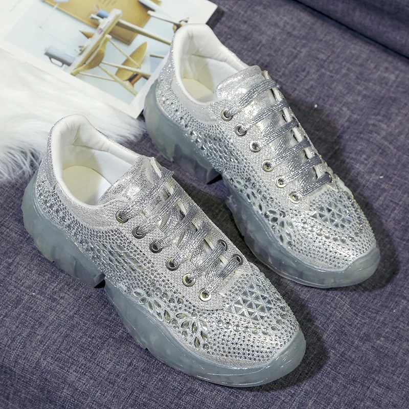 

Wechat Business Douyin Hot Selling Crystal Dad Shoes Women's 2019 Spring Victoria Song Celebrity Style Thick Bottomed Dad Shoes