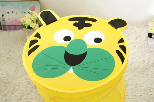 Yellow Tiger Сетчатое ведро, складная корзина для одежды, корзина для грязной одежды с героями мультфильмов, детская корзина для игрушек, органайзер для детских игрушек - Цвет: Yellow Tiger