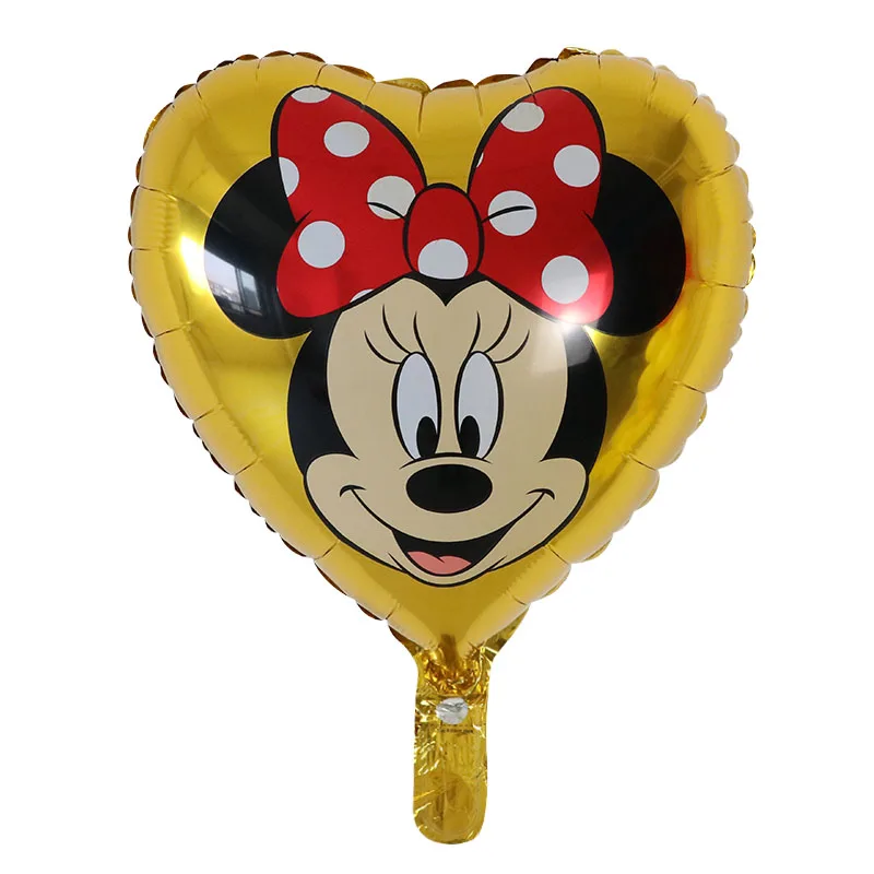 10 шт., 18 дюймов, воздушные шары из фольги в форме сердца с изображением Микки и Минни Маус, украшения для дня рождения, вечерние воздушные шары - Цвет: Золотой