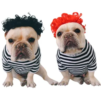 

XSweet Soft Synthetic Hair Colorful Dog Short Curly Wig Cap For Pet Dog Cat Cosplay Halloween Costume Fancy Dress