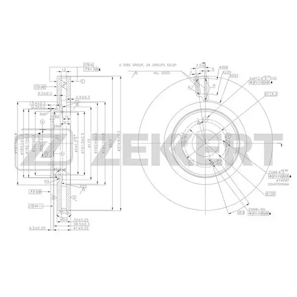 Диск торм. перед. Honda Accord VIII 08 ZEKKERT bs-5495