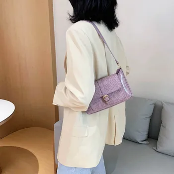 

Women Casual Shoulder Messenger Bags PU Leather Pure Color Chain Tote Purses Youth Ladies Simple Versatile Bag