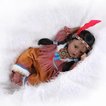 

Bebe Reborn Baby Indian Girl Dolls 20'' Soft Silicone Lifelike Newborn Toy Gift American Girl Doll Toys For Girls Baby Doll Toy