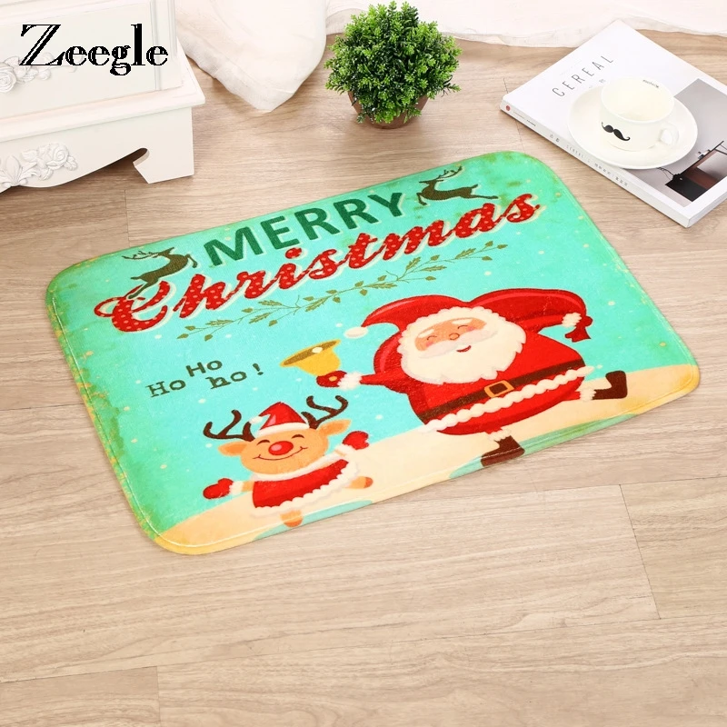 

Zeegle Christmas Doormat Floor Mat Non-slip Bath Mat Bathroom Toilet Rug Absorbent Area Rug Coffee Table Beside Carpet