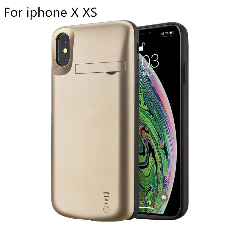Чехол для зарядного устройства для iphone X XS, 5000 мА/ч, портативное зарядное устройство, чехол для внешнего блока, запасная зарядка, чехол для телефона, для iphone XS - Цвет: Gold