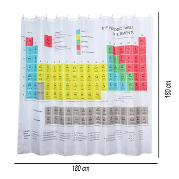 

Hot Bathroom Supplies Periodic Table of the Elements Waterproof Shower Curtain Elements Print Bath Curtain with 12 Hanging Hook