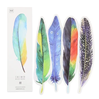 

30 Pcs/Pack Colorful Feather Bookmark Paper Cartoon Animals Bookmark Gift Stationery