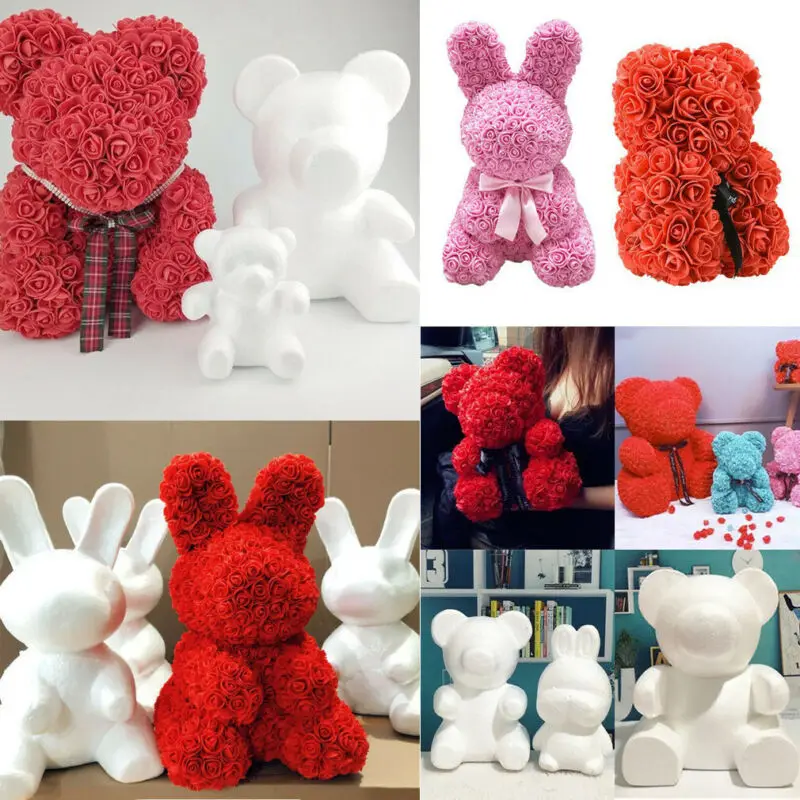 

White Polystyrene Styrofoam Foam Bear Modelling DIY Valentine Gifts Holiday Festive Party Decor
