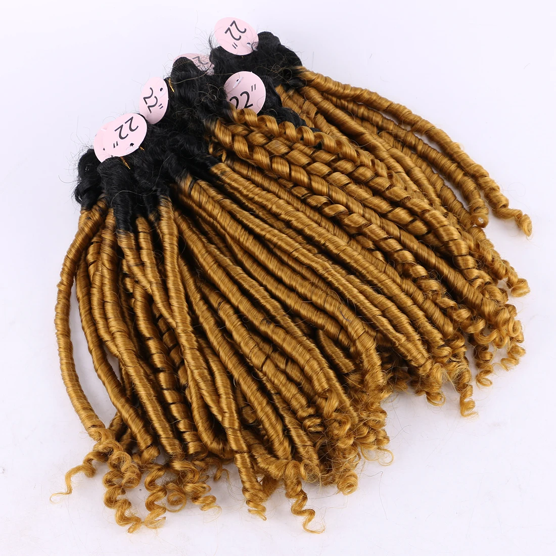 6+1 Gold Fummi Curly Hair Bundles With Closure 6 Bundles One Set 22 Inches Afro Kinky Curly Hair Extensions For Black Women
