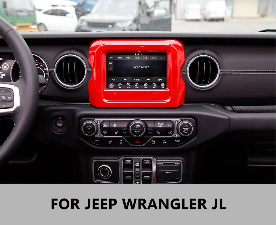 960_01 SHINEKA Interior Mouldings for Jeep Wrangler JL 2018 Navigation Cover Decoration ABS Sticker for wrangler 2018
