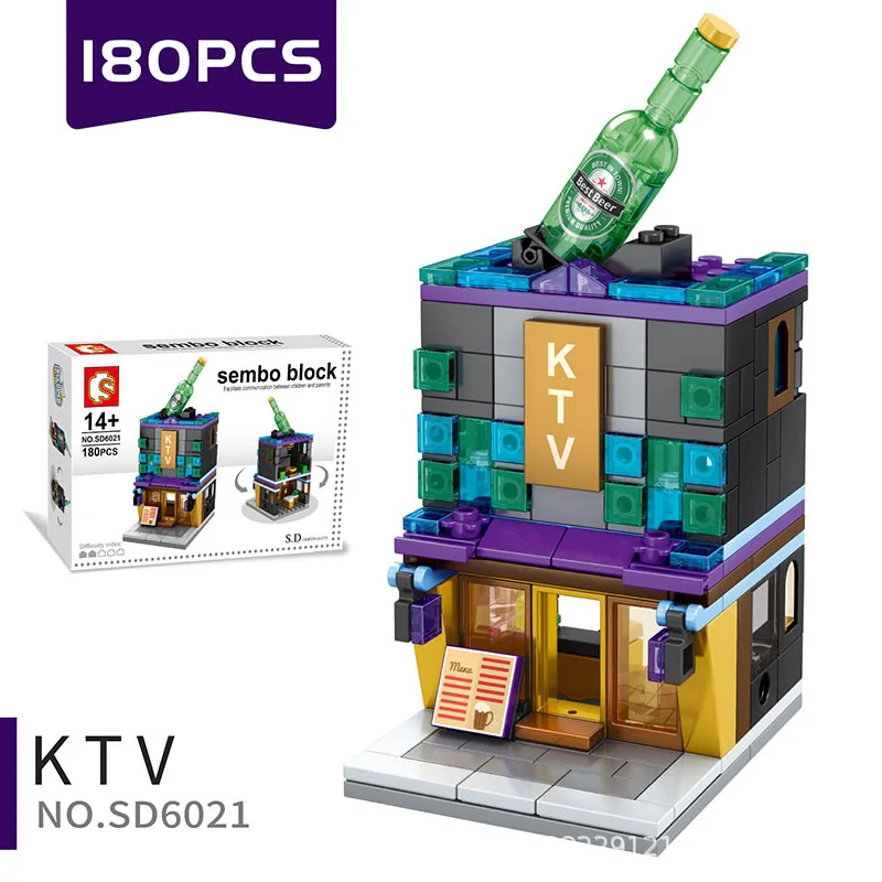 6021 Уличный вид город мини блоки частиц, дети собранные головоломки игрушки - Цвет: 6021