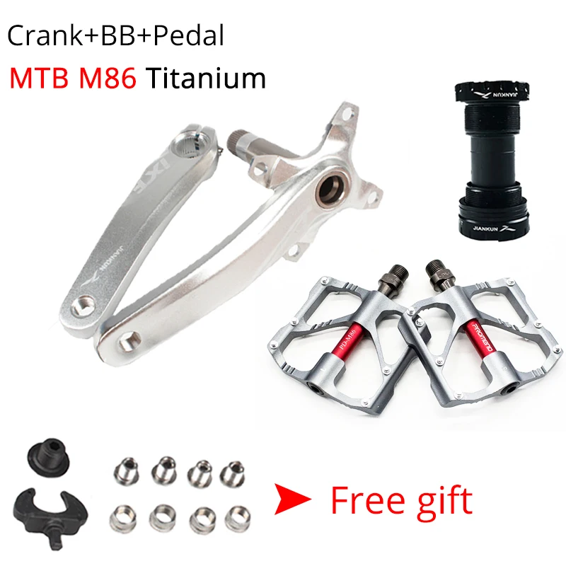 Crank M86 silver BB JIANKUN 170 мм рукоятки MTB велосипед 9/16in 2 шт педаль 104BCD IXF Arm передняя Звездочка Алюминий дорожная система велосипеда с каретка BB - Цвет: Crank M86 silver BB