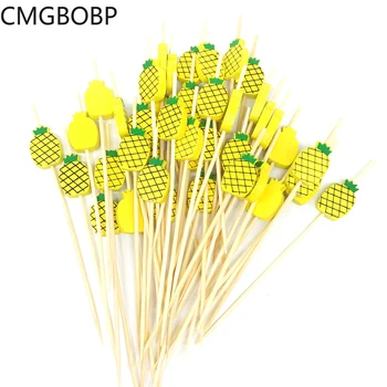 

100pcs Pineapple Cactus Flamingo Disposable Bamboo Fork Party Buffet Fruit Desserts Food Cocktail Sandwich Fork Stick Pick