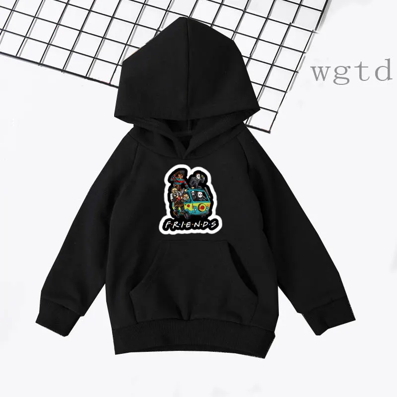 Friends Letter Print Hoodies Kids Autumn Winter Warm Hoodie Boys Girls Hooded Baby Casual Sweatshirt Full Tops Sudadera Navidad
