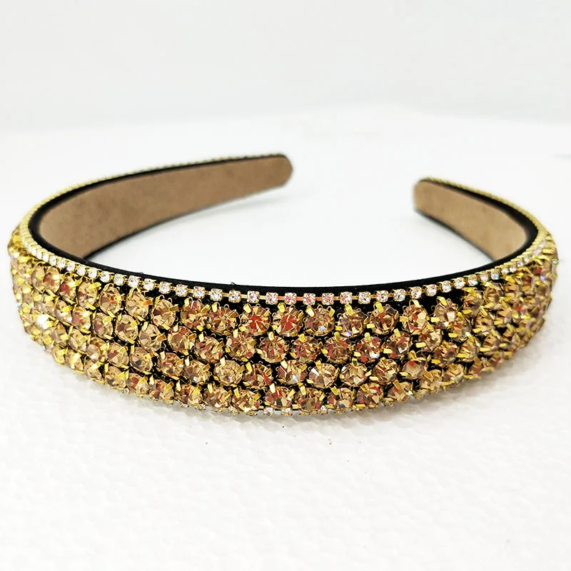 Мода 4 ряда со сверкающими стразами Hairband женский супер флэш двойной с украшением в виде кристаллов боковые волосы головная повязка, аксессуары для волос